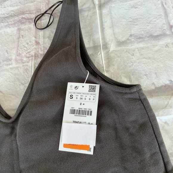 Zara Trafaluc Charcoal Sleeveless Sweater Midi Dress Size Small NWT - Picture 8 of 10